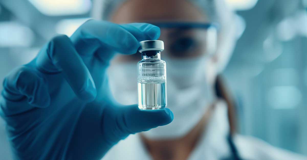 Scientist holding a vaccine